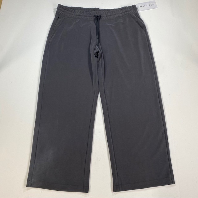 Athleta Seasoft Straight Crop Pants Women Xl Charcoal Gray Wide Leg Nwt
